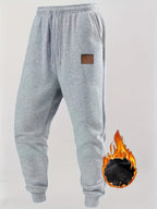 Men's 4-Color Options Compatible Sweatpants - Stretch Knit Joggers with Drawstring Waist, Belt-Like Design | Solid Color Options Black, Gray, Navy, White | Elastic Cuffs and Smooth Legs, Suitable for Gym, Casual, Casual Attir