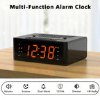 1pc USB Plug Alarm Clock for Bedroom with FM Radio, Wireless Connection, Dimmable LED Display, Sleep Timer, Adjustable Volume, Dual Alarm with ON/OFF Button, Bedside Clock for Adults Seniors ITOMA 515