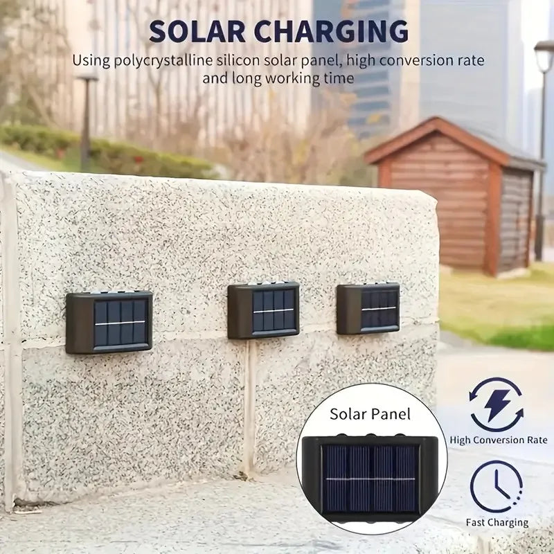 1pc 6-10 LEDs Solar Outdoor Wall Decorative Landscape Lighting Lights Fixtures Suitable For Courtyard Villa Fence Terrace Garden