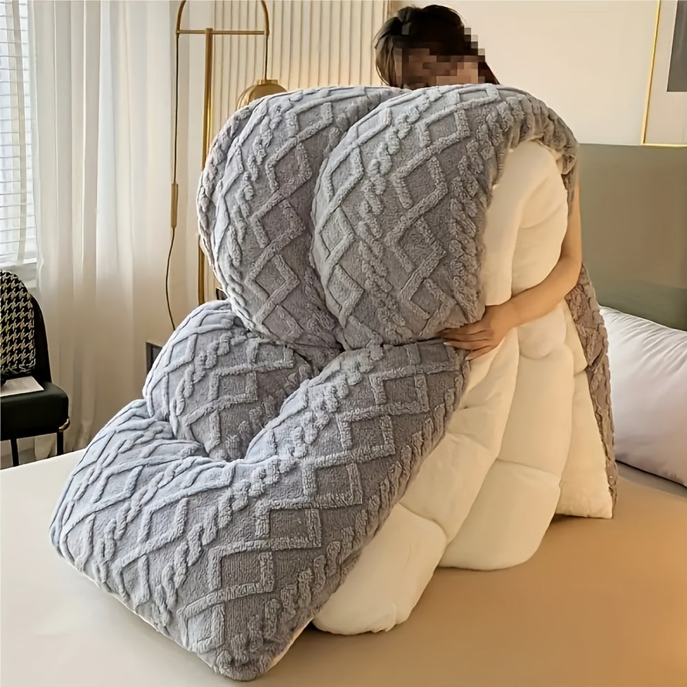 Luxurious Taffeta Comforter | Soft, Thick, and Warm - Machine Washable, Grey Polyester Cover, Microfiber Filling, Medium Weight, All-Season, Perfect for Bedroom, Guest Room, and Hotel Use