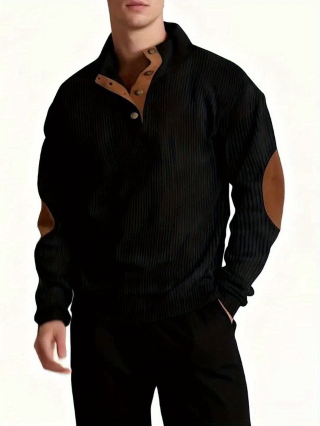 Men'S Casual Jacket for Autumn And Winter, Featuring a Loose Fit, Corduroy Fabric, Stand-Up Collar, Long Sleeves, And Button- Design.