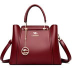 Luxury 3-Layer Leather Handbags for Women - Designer Crossbody Tote Bag with Large Capacity 2024