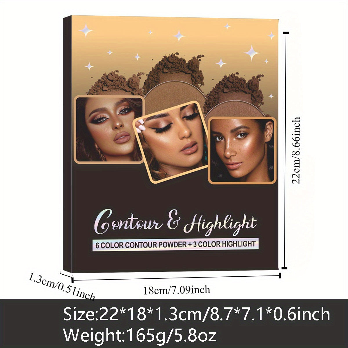 Romantic Flower 6 Color Contour Powder + 3 Color Highlight Powder Kit: Sculpt, Define, and Enhance Features with Low Allergenic Powder Formulas