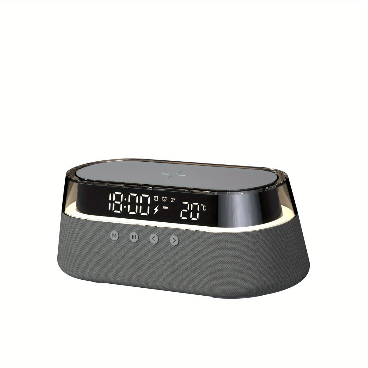 Fast 15W Wireless Charging Digital Alarm Clock Radio - 6 In 1 Bedside Clock With Dual Alarm, FM Radio, 12/24H USB Charger, Countdown Timer, RGB Mode, Wireless Speaker