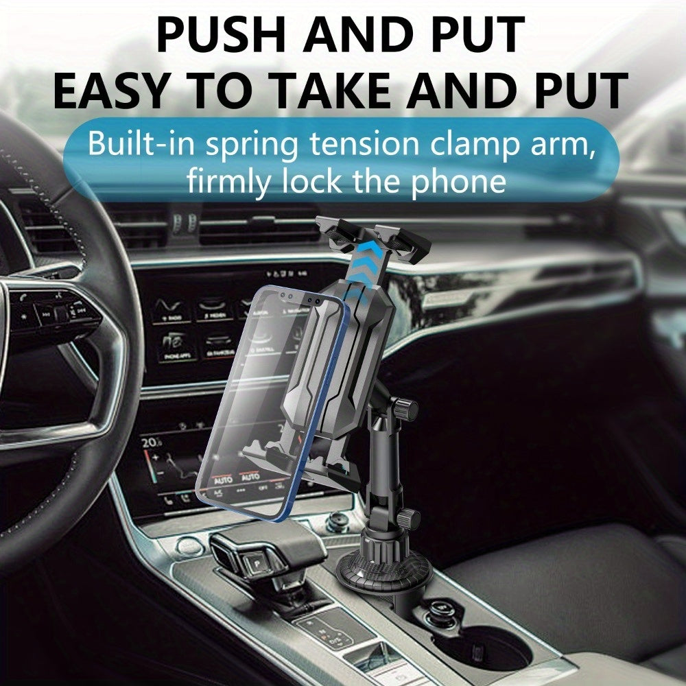 1-Pack Adjustable ABS Adjustable Cup Holder Mount for Phone and Tablet, Dual-Use Navigation Stand