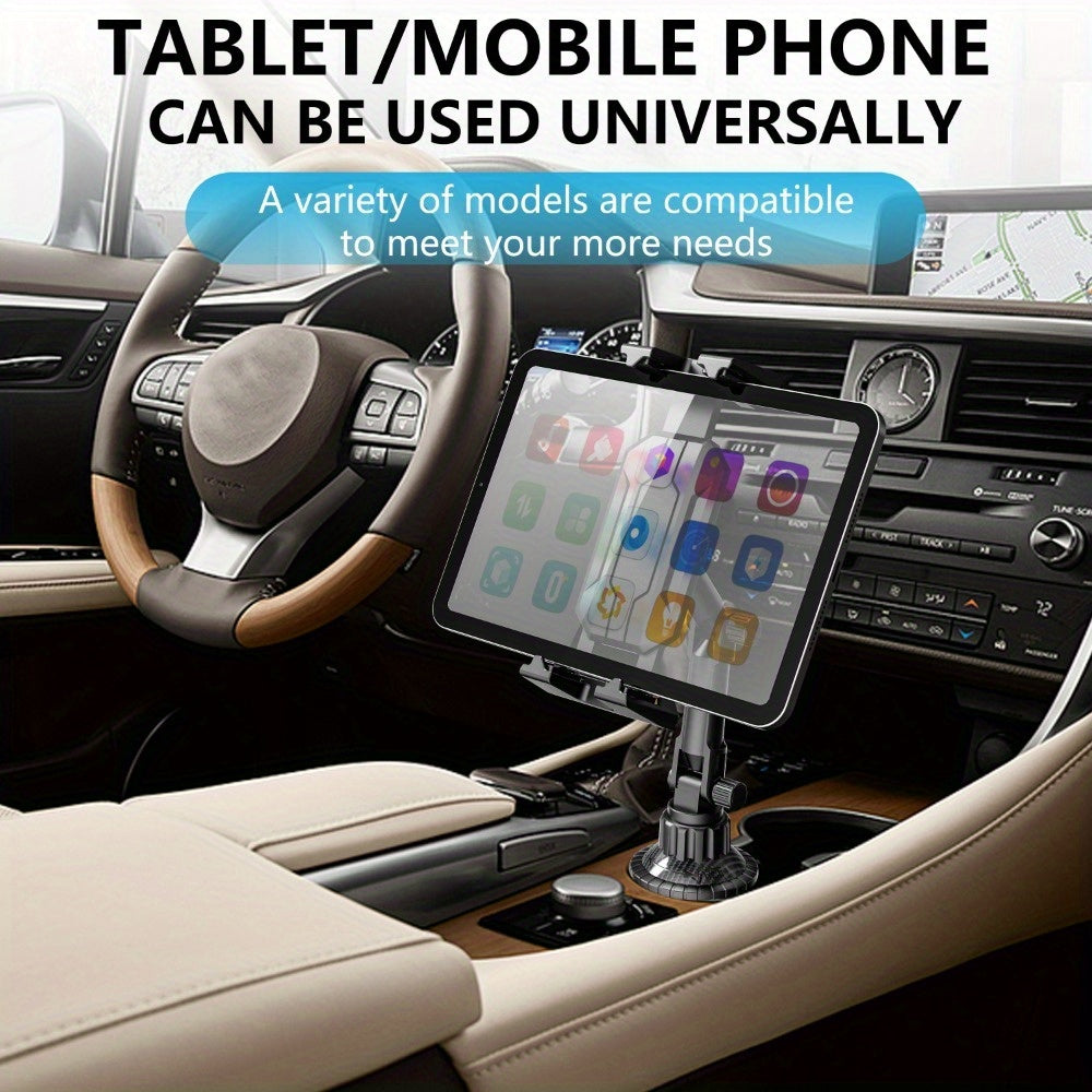 1-Pack Adjustable ABS Adjustable Cup Holder Mount for Phone and Tablet, Dual-Use Navigation Stand