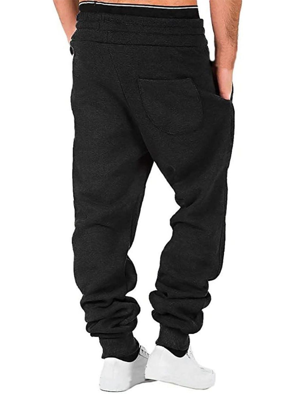 Men Athletic Pants, Elastic Waist Drawstring Trousers Fall Casual Pants with Pockets