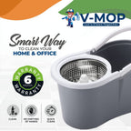 Mop and Bucket Set, 360° Spin Mop and Bucket with Wringer Set and 4 Microfiber Mop Refills, Stainless Steel, Extended Handle Spinning Mop Bucket System for Floor Cleaning