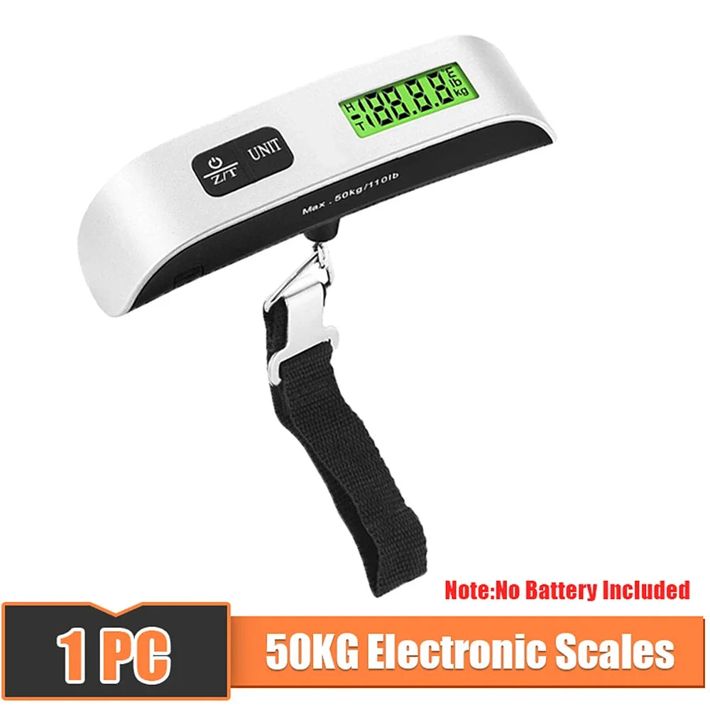 50kg Portable Hanging Scale Electronic Hand Luggage Scale Digital Display Suitcase 110lb Travel Baggage Bag Weighing Tools