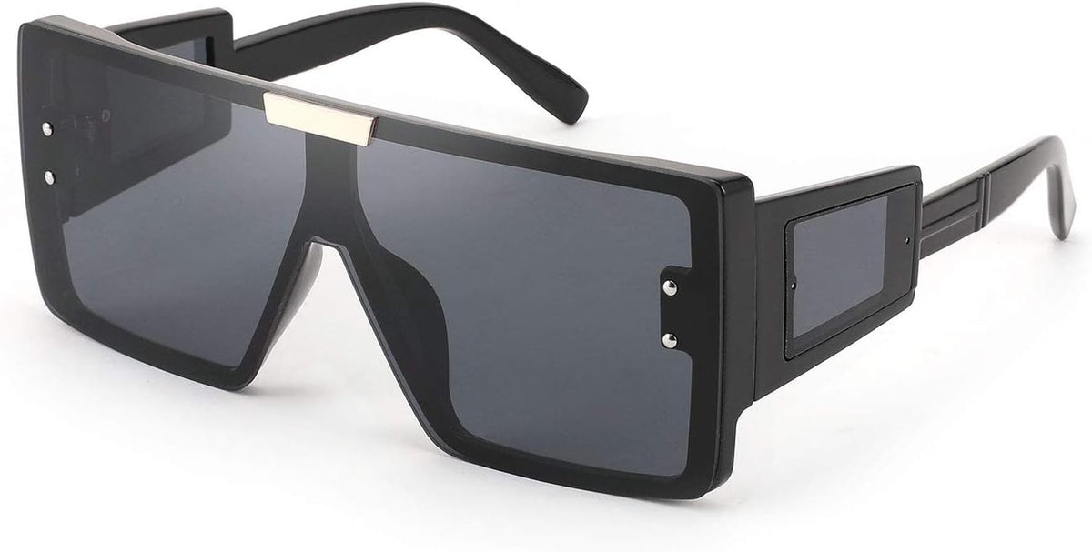 FEISEDY Square Oversized Flat Top Sunglasses with Side Lens Integrated for Women Men B4028