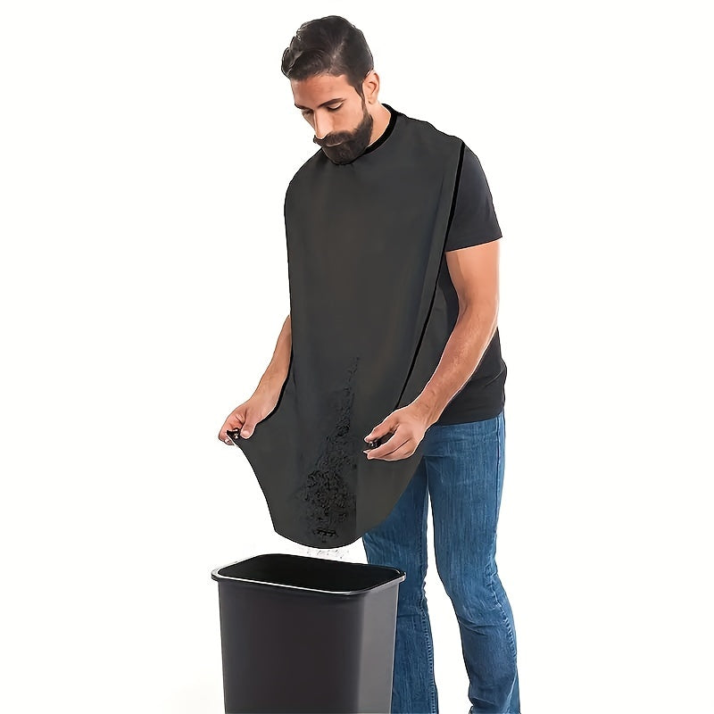 Beard Bib Apron For Men, Beard Trimming Catcher Bib For Shaving & Hair Clippings, Waterproof Non-Stick Hair Catcher Grooming Cloth With 2 Suction Cups
