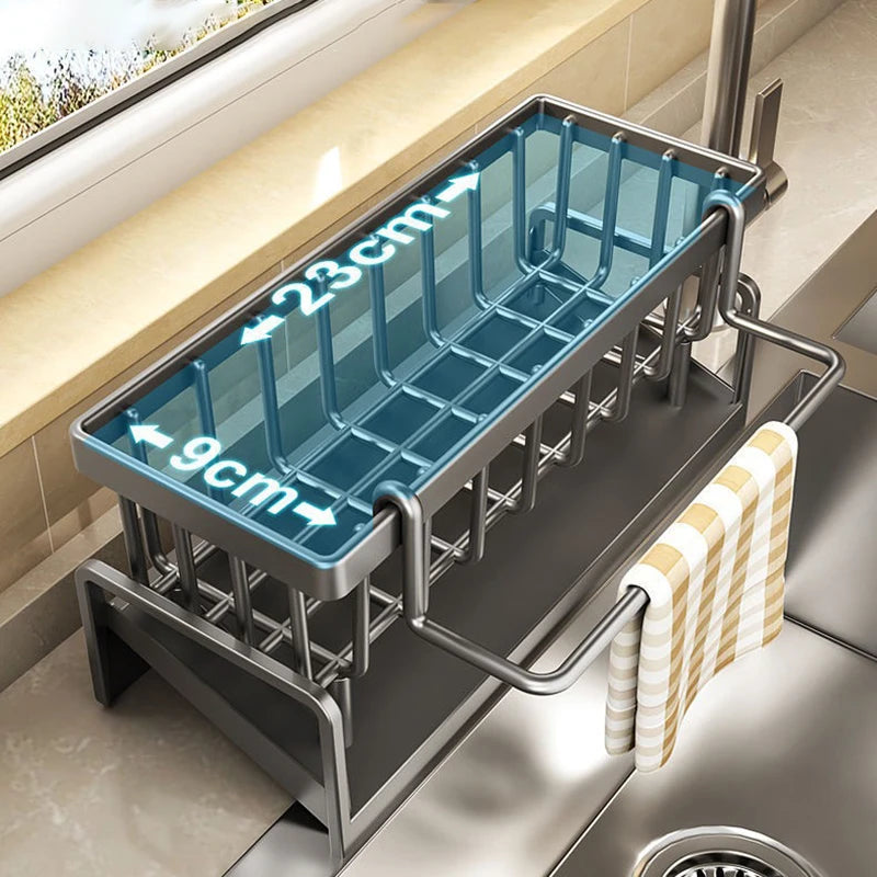 Kitchen Sink Drain Rack Organizer ABS Plastic Self-Draining Sink Shelf Soap Sponge Holder Dishcloth Towel Rack Filter Basket
