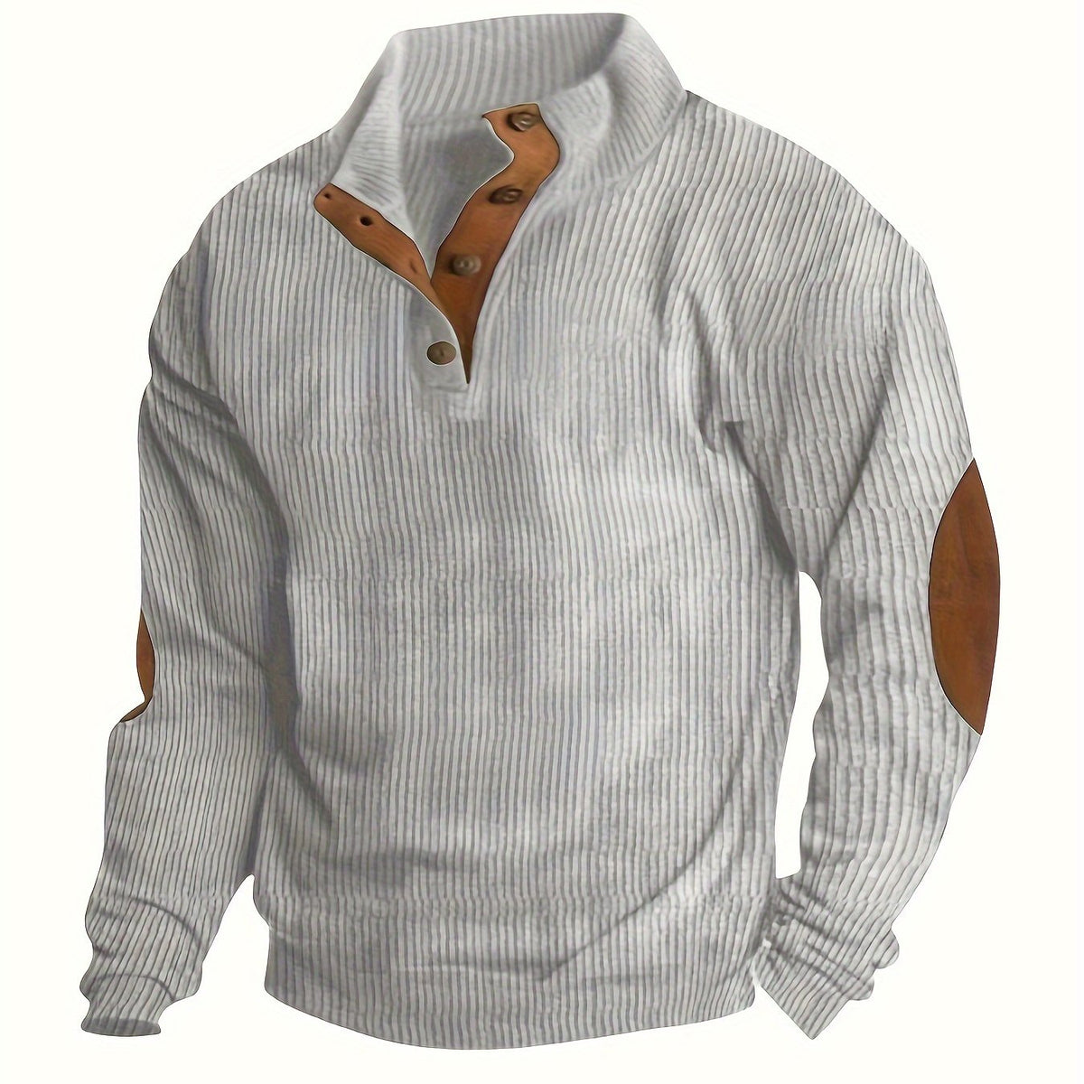 Men'S Casual Jacket for Autumn And Winter, Featuring a Loose Fit, Corduroy Fabric, Stand-Up Collar, Long Sleeves, And Button- Design.