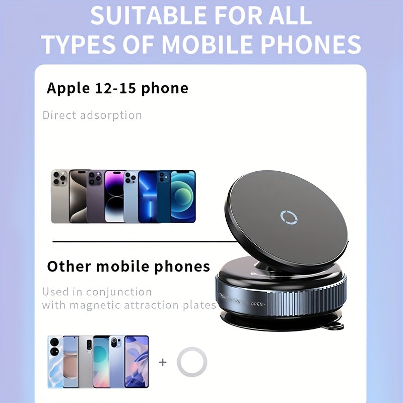 The New Upgraded 360° Rotating Magnetic Universal Phone Holder Features Vacuum And Magnetic Suction for a Stable Car Mount. It'S Suitable for Use in The Kitchen, on Desks, in Offices, During Workouts, While Traveling, And in