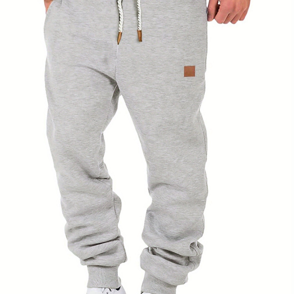 Men Athletic Pants, Elastic Waist Drawstring Trousers Fall Casual Pants with Pockets
