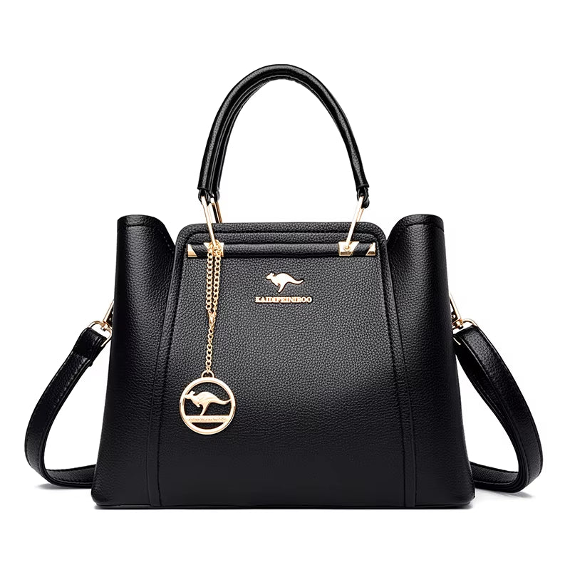 Luxury 3-Layer Leather Handbags for Women - Designer Crossbody Tote Bag with Large Capacity 2024