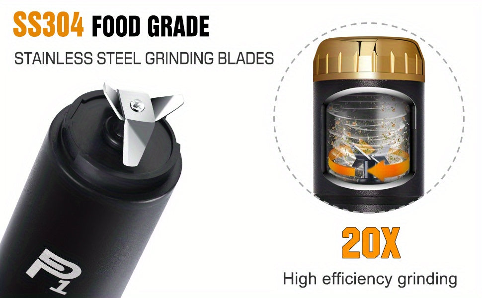 USB Rechargeable Electric Tobacco Herb Grinder 1pc with Quick Grinding, Cone Loader, Portable Storage Bag Included - Smoking Accessories