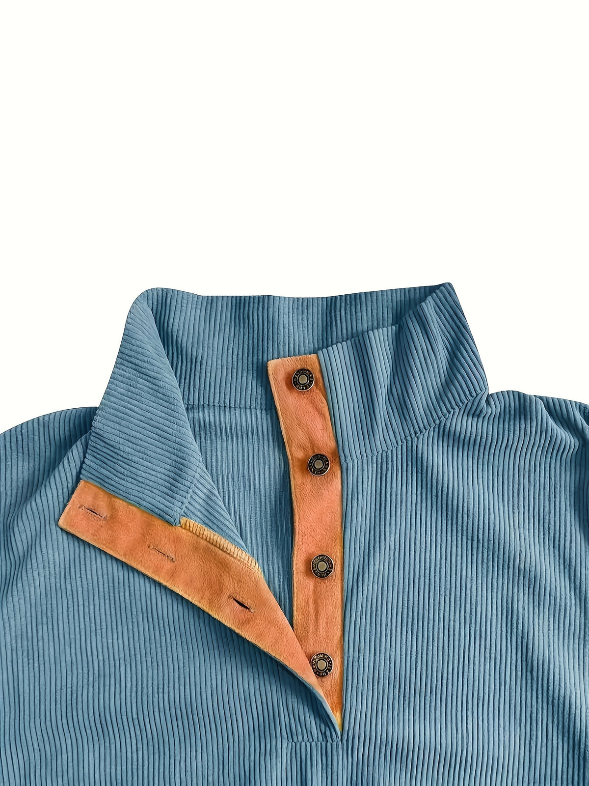 Men'S Casual Jacket for Autumn And Winter, Featuring a Loose Fit, Corduroy Fabric, Stand-Up Collar, Long Sleeves, And Button- Design.