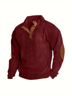 Men'S Casual Jacket for Autumn And Winter, Featuring a Loose Fit, Corduroy Fabric, Stand-Up Collar, Long Sleeves, And Button- Design.