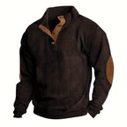 Men'S Casual Jacket for Autumn And Winter, Featuring a Loose Fit, Corduroy Fabric, Stand-Up Collar, Long Sleeves, And Button- Design.
