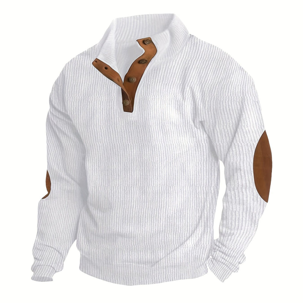 Men'S Casual Jacket for Autumn And Winter, Featuring a Loose Fit, Corduroy Fabric, Stand-Up Collar, Long Sleeves, And Button- Design.
