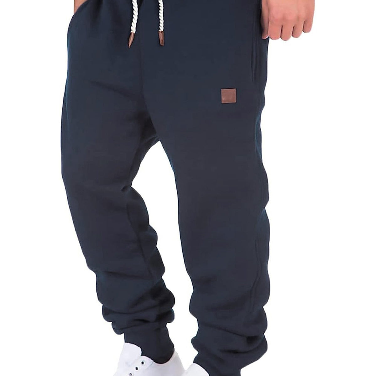 Men Athletic Pants, Elastic Waist Drawstring Trousers Fall Casual Pants with Pockets