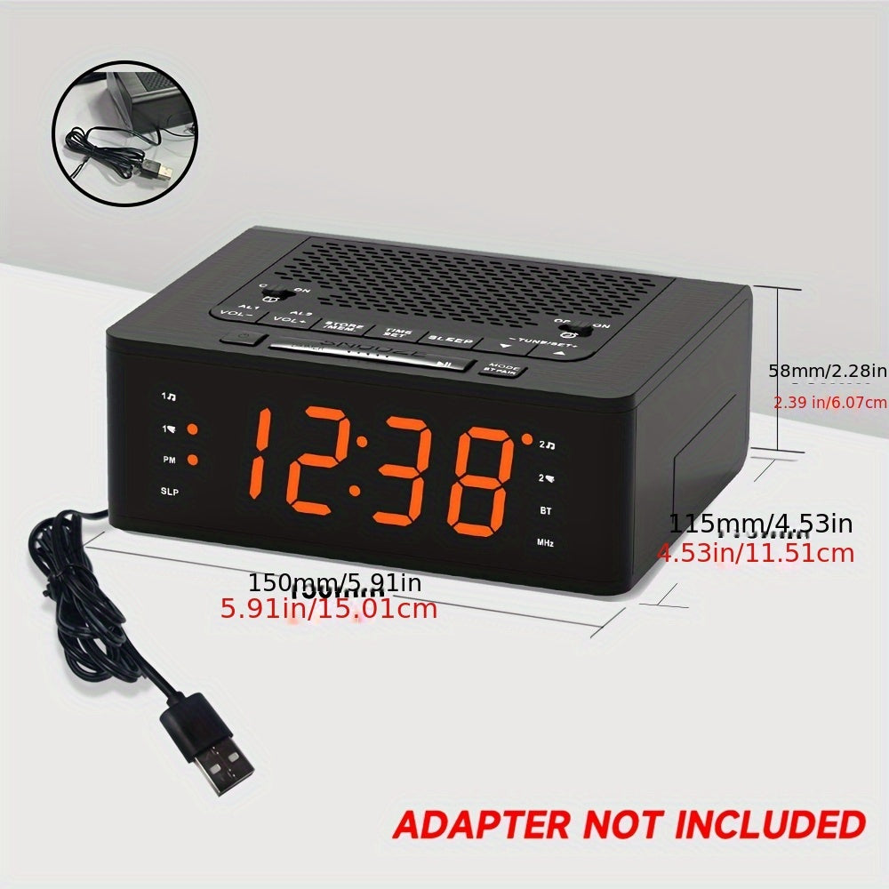 1pc USB Plug Alarm Clock for Bedroom with FM Radio, Wireless Connection, Dimmable LED Display, Sleep Timer, Adjustable Volume, Dual Alarm with ON/OFF Button, Bedside Clock for Adults Seniors ITOMA 515