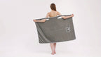 1pc Ultra-Soft Coral Velvet Bath Towel Skirt with Bowknot Design - Quick Dry, No Hair Loss, One Size Fits Most (5'2"-5'74", 132lbs-176lbs), Grey with White Pockets & Ties