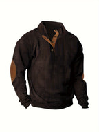 Men'S Casual Jacket for Autumn And Winter, Featuring a Loose Fit, Corduroy Fabric, Stand-Up Collar, Long Sleeves, And Button- Design.
