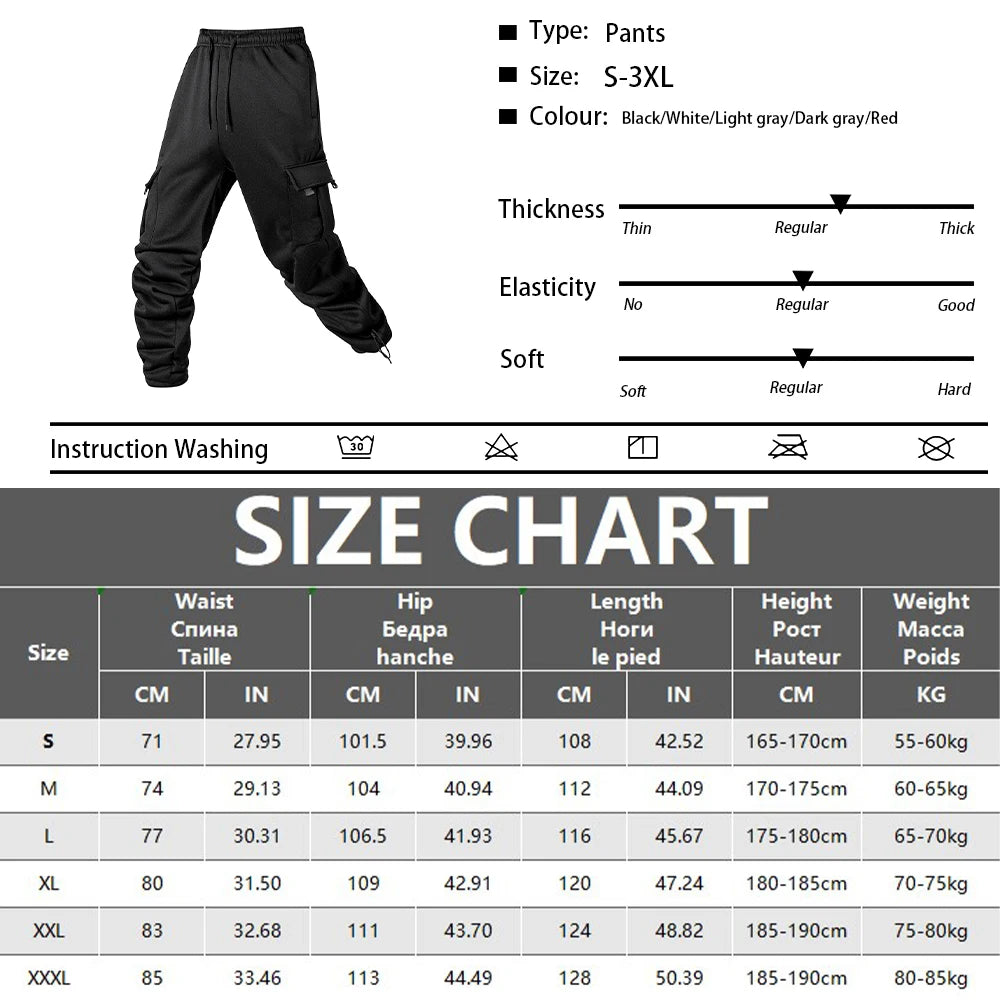 Men's Joggers Pants Loose Drawstring Long Pants Men Multi-pocket Sweatpants Casual Cargo Trousers For Men Fitness