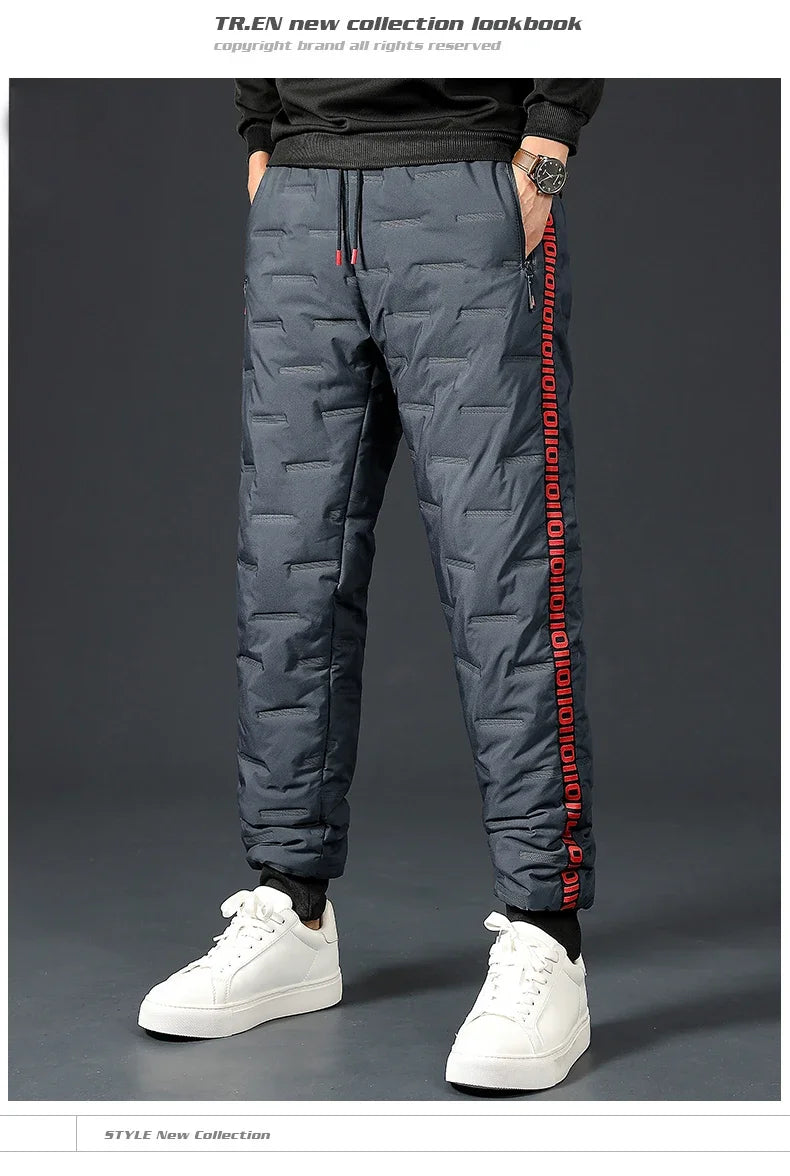 Winter Lambswool Down Pants Warm Thicken Sweatpants Men Fashion Joggers Water Proof Casual Pants Men Brand Plus Fleece Trousers