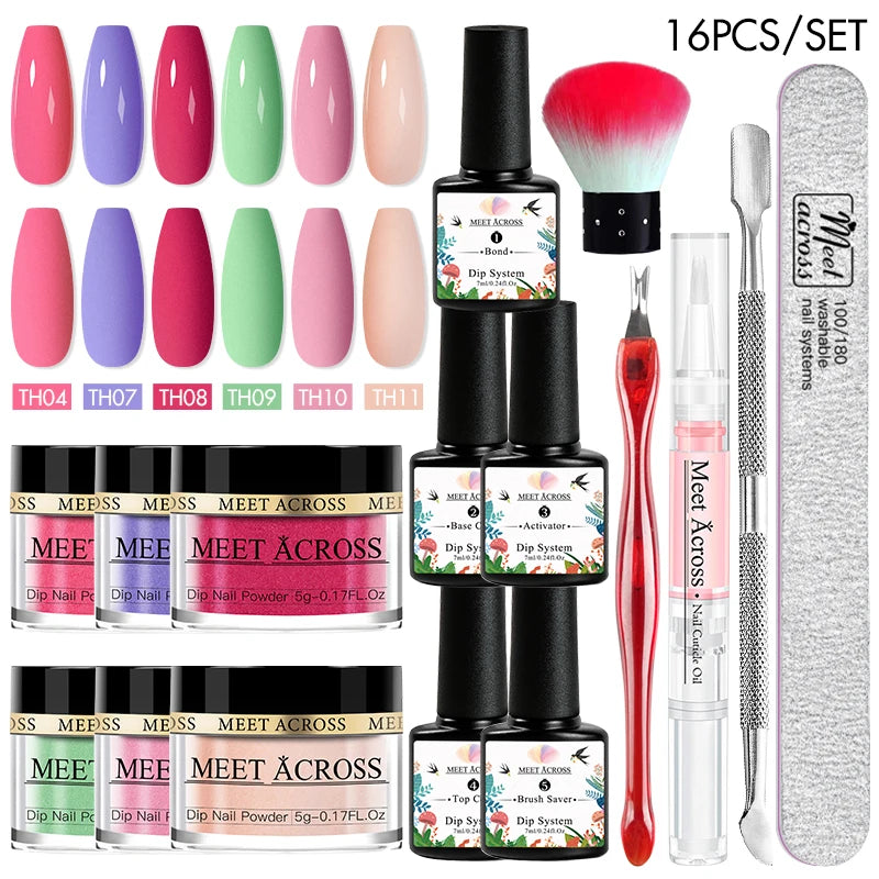 5g Dipping Nail Powder Set Red Nail Glitter Dipping System Kit For Manicure Nail Art Decorations Natural Dry Without Lamp Cure