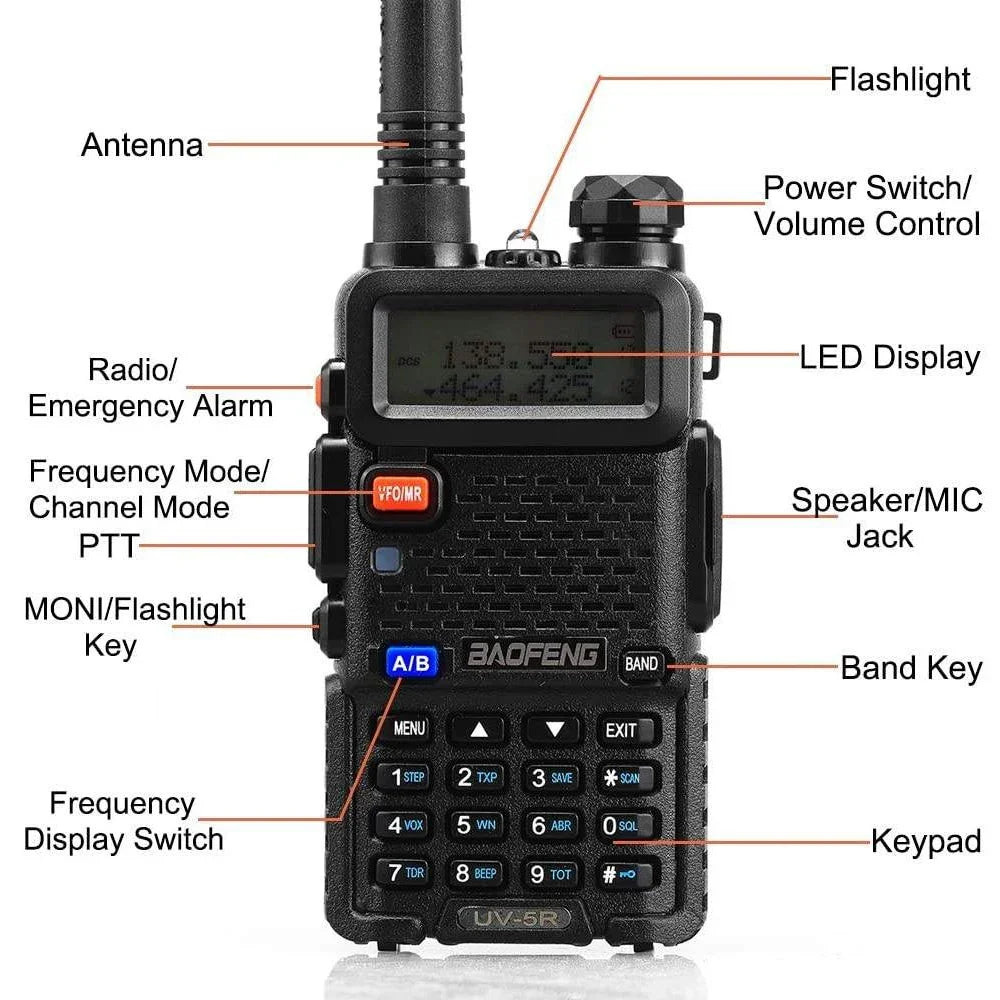 2pcs BAOFENG UV-5R 5W 8W High Power Dual Band Two Way Radio Long Range Handheld Portable Walkies Talkies For Hunting