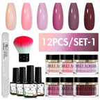 5g Dipping Nail Powder Set Red Nail Glitter Dipping System Kit For Manicure Nail Art Decorations Natural Dry Without Lamp Cure