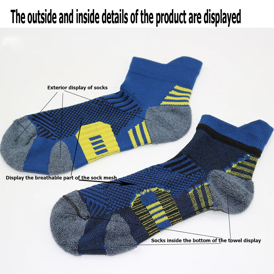 3Pair Professional Fitness Sports Socks Towel Bottom Non-Slip Running Socks Men Women Short Quick-Drying Basketball Training Sox
