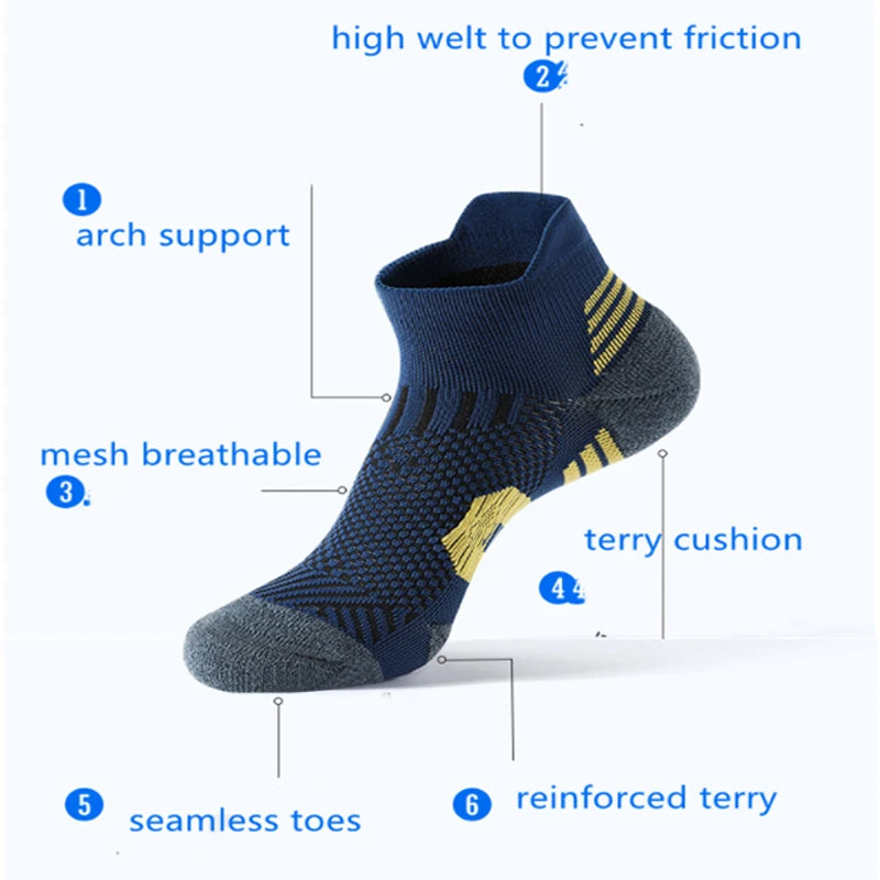 3Pair Professional Fitness Sports Socks Towel Bottom Non-Slip Running Socks Men Women Short Quick-Drying Basketball Training Sox