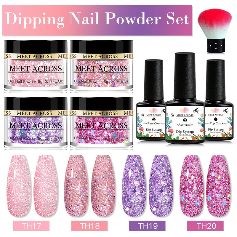 5g Dipping Nail Powder Set Red Nail Glitter Dipping System Kit For Manicure Nail Art Decorations Natural Dry Without Lamp Cure