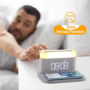 COLSUR LED Adjustable Night Light 15W Wireless Charge with Digital Alarm Clock Touch Bedside Lamp  Brightness Bedroom