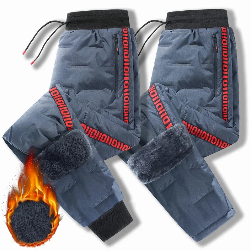 Winter Lambswool Down Pants Warm Thicken Sweatpants Men Fashion Joggers Water Proof Casual Pants Men Brand Plus Fleece Trousers