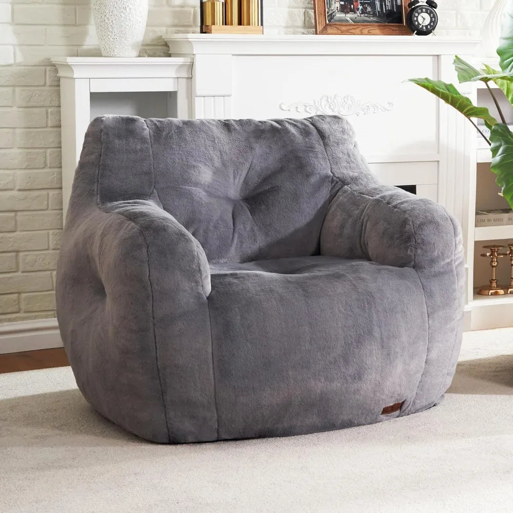 Bean Bag Sofa Chairs for Adults Comfy Bean Bag Sofa Fluffy Beanbag Chair Plush Chair Big Bubble Foam Sofa with Filler
