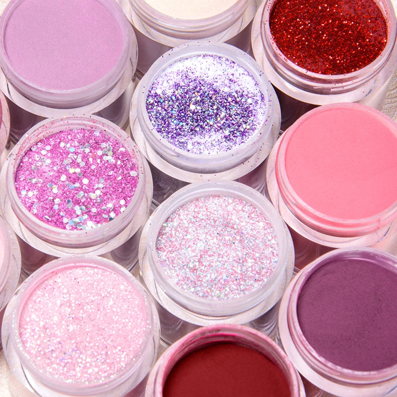5g Dipping Nail Powder Set Red Nail Glitter Dipping System Kit For Manicure Nail Art Decorations Natural Dry Without Lamp Cure