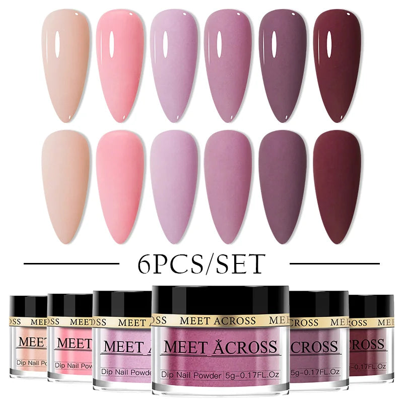 5g Dipping Nail Powder Set Red Nail Glitter Dipping System Kit For Manicure Nail Art Decorations Natural Dry Without Lamp Cure