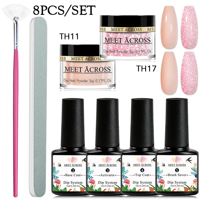 5g Dipping Nail Powder Set Red Nail Glitter Dipping System Kit For Manicure Nail Art Decorations Natural Dry Without Lamp Cure