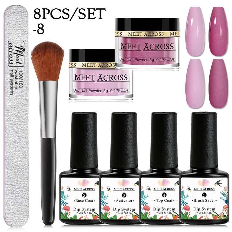 5g Dipping Nail Powder Set Red Nail Glitter Dipping System Kit For Manicure Nail Art Decorations Natural Dry Without Lamp Cure