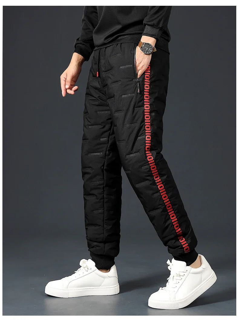 Winter Lambswool Down Pants Warm Thicken Sweatpants Men Fashion Joggers Water Proof Casual Pants Men Brand Plus Fleece Trousers