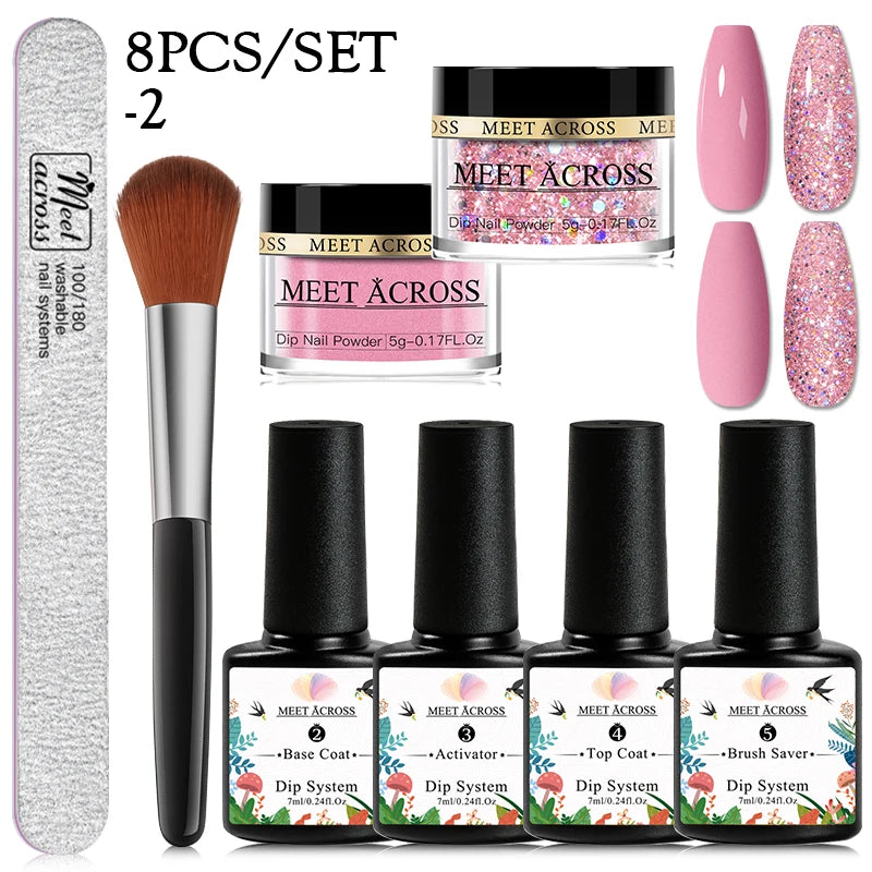 5g Dipping Nail Powder Set Red Nail Glitter Dipping System Kit For Manicure Nail Art Decorations Natural Dry Without Lamp Cure