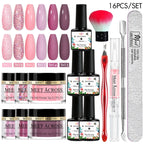 5g Dipping Nail Powder Set Red Nail Glitter Dipping System Kit For Manicure Nail Art Decorations Natural Dry Without Lamp Cure