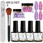 5g Dipping Nail Powder Set Red Nail Glitter Dipping System Kit For Manicure Nail Art Decorations Natural Dry Without Lamp Cure