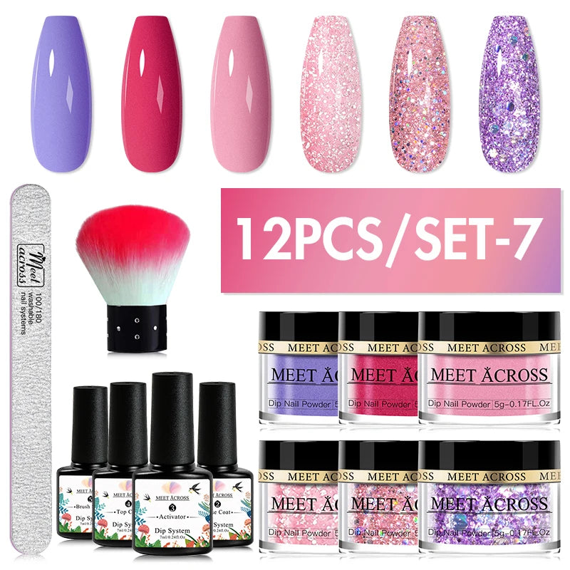 5g Dipping Nail Powder Set Red Nail Glitter Dipping System Kit For Manicure Nail Art Decorations Natural Dry Without Lamp Cure