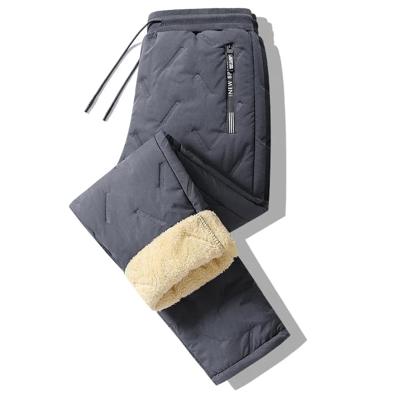 Winter Down Cotton Pants Men's Outdoor Plush Thick Velvet Warm Sports Pants Lambswol Casual Waterproof Windproof Ski Pants 7XL